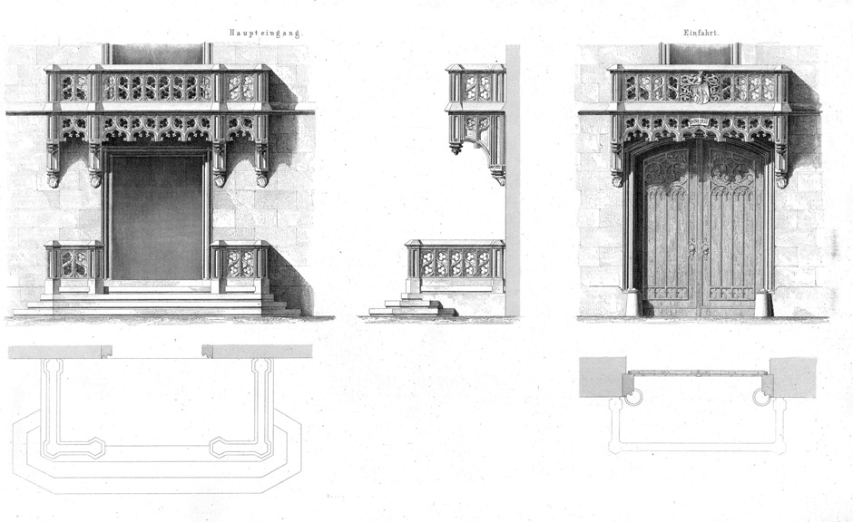 Archivbild: Schloß Hernstein, Haupteingang und Einfahrt