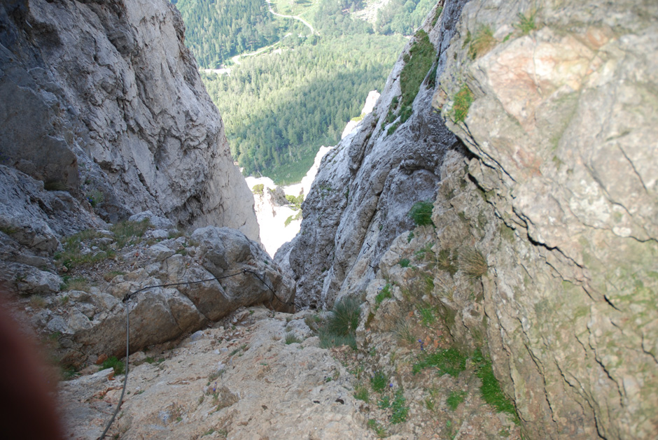 Haidsteig, Steilrinne (C) im Felskessel