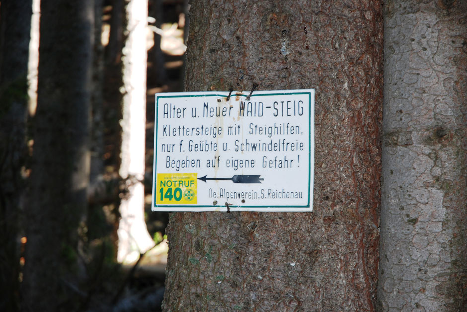 Wegweiser Holzknechtsteig und Haidsteig