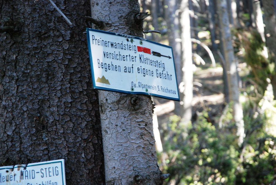 Wegweiser Preinerwandsteig