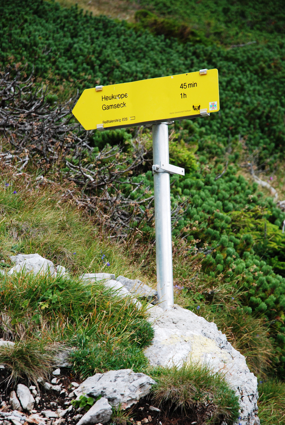 Wegweiser am Ende des Reißtalersteiges