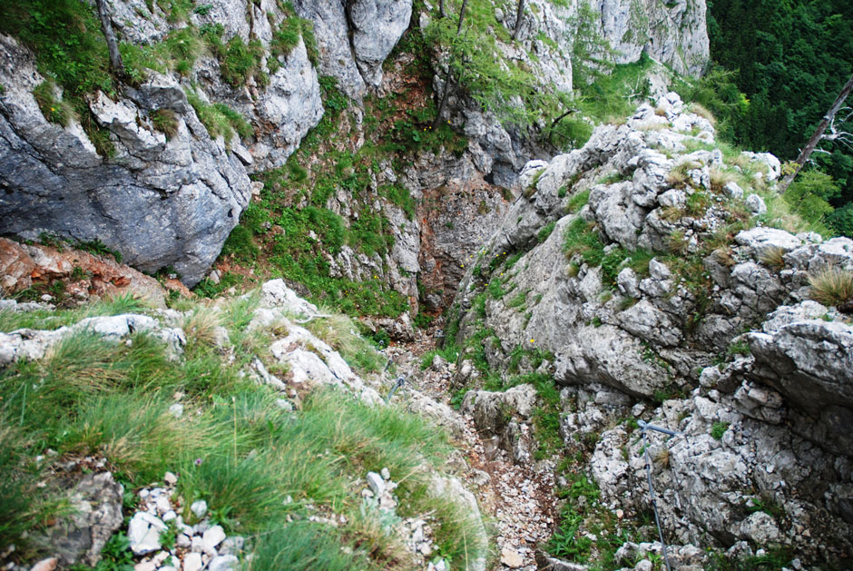 Rückblick zur kaminartige Rinne