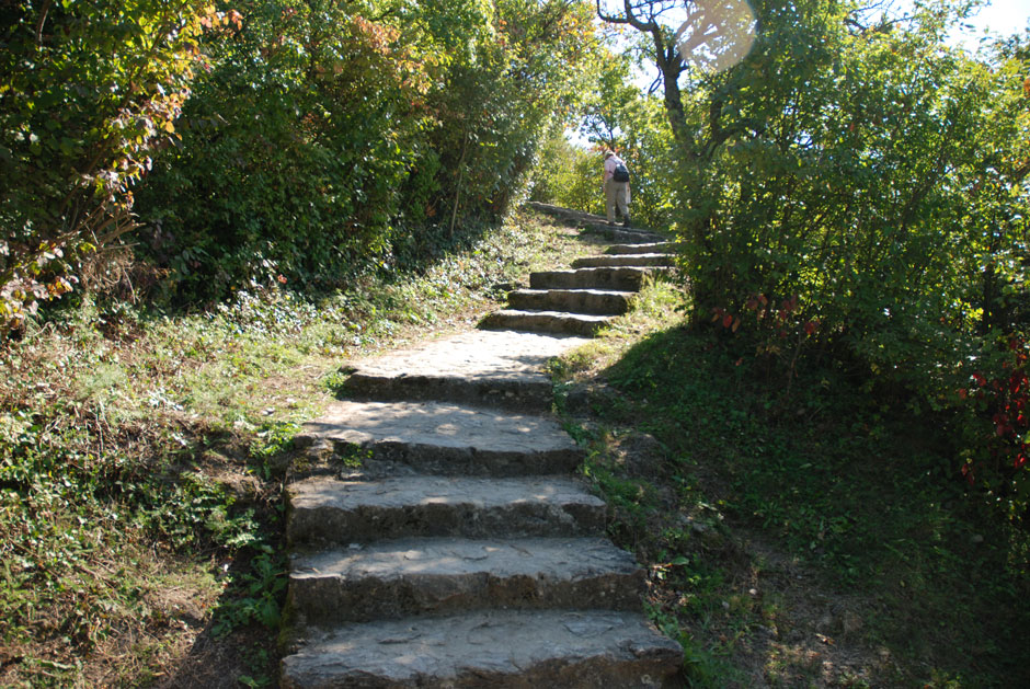 Burgruine Dürnstein, Treppe im äußeren Burghof