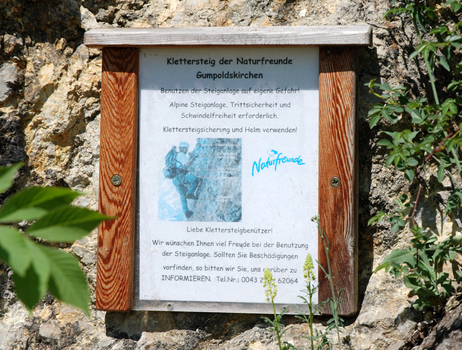 Tafel Klettersteig der Naturfreunde