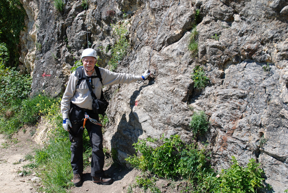 Albert in Startposition (rechter Klettersteig)