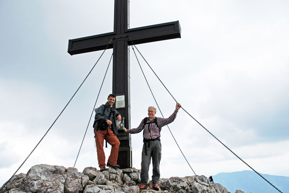 Jürgen und Albert, Gipfelkreuz Hochlantsch