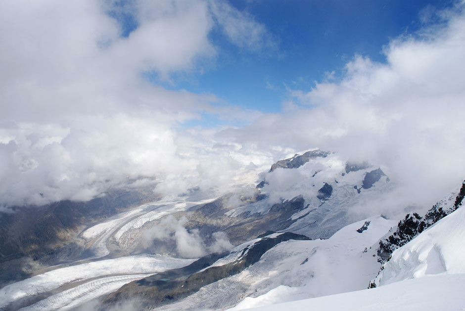 Blick vom Breithorngipfel