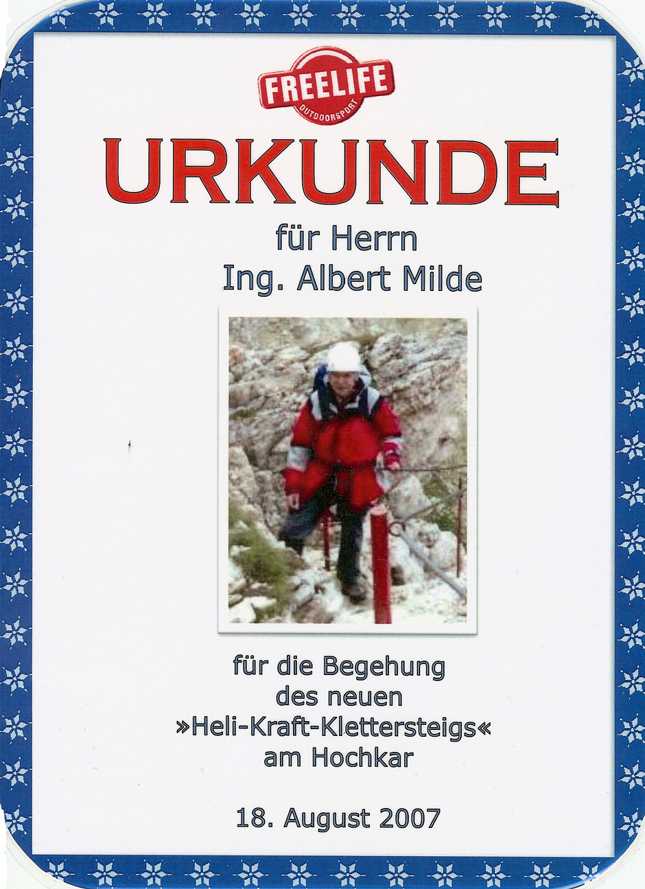 Urkunde FREELIFE Outdoorsport