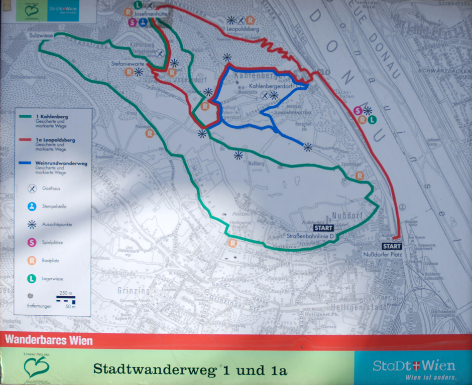 Übersicht Stadtwanderweg 1, 1a und Weinrundwanderweg 