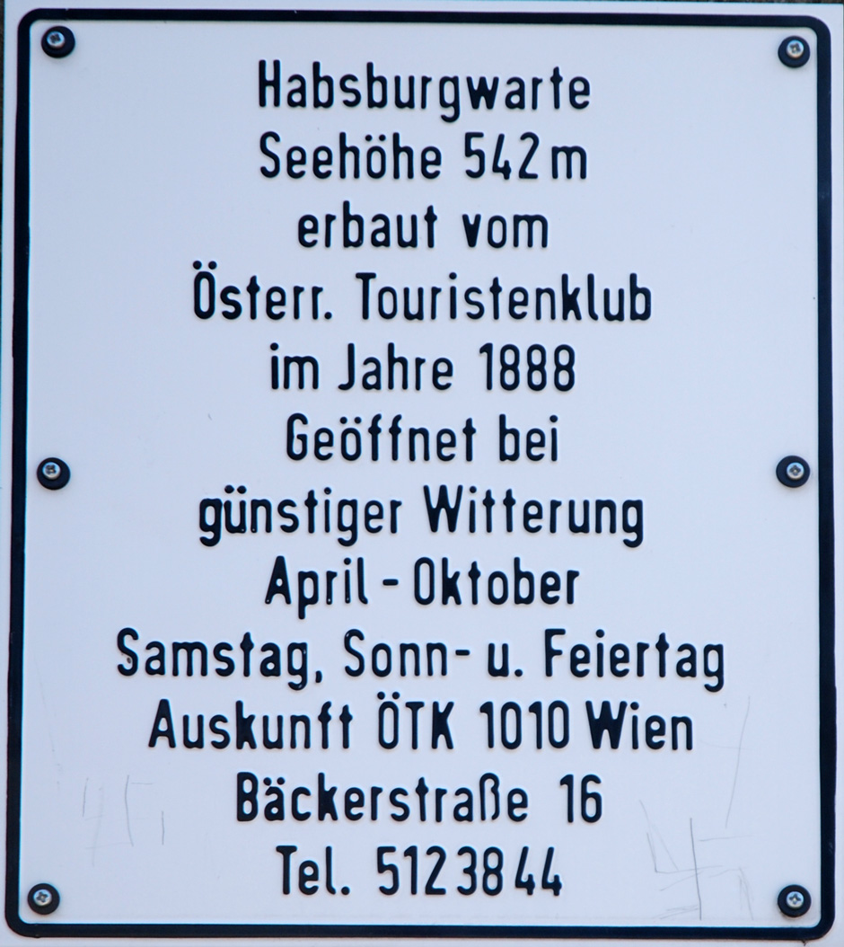 Habsburgwarte Informationstafel