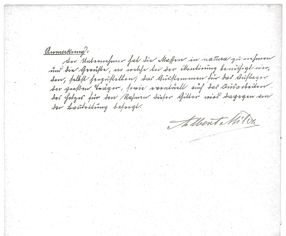 Lieferung von Luftschachtgitter für das Hofburgtheater durch Albert Milde, Blatt 6