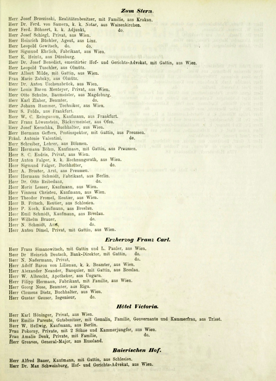 Archivbild 2: Ischler Cur-Liste, Donnerstag, den 11. September 1873  Seite 5