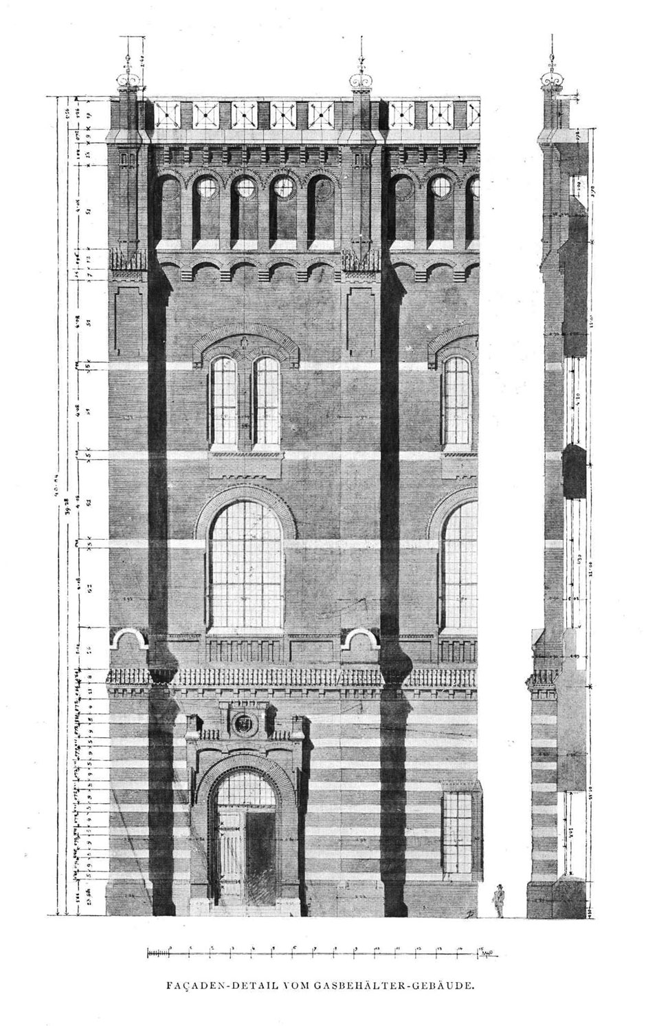 Archivbild: Gasbehälter-Gebäude, Fassadendetail