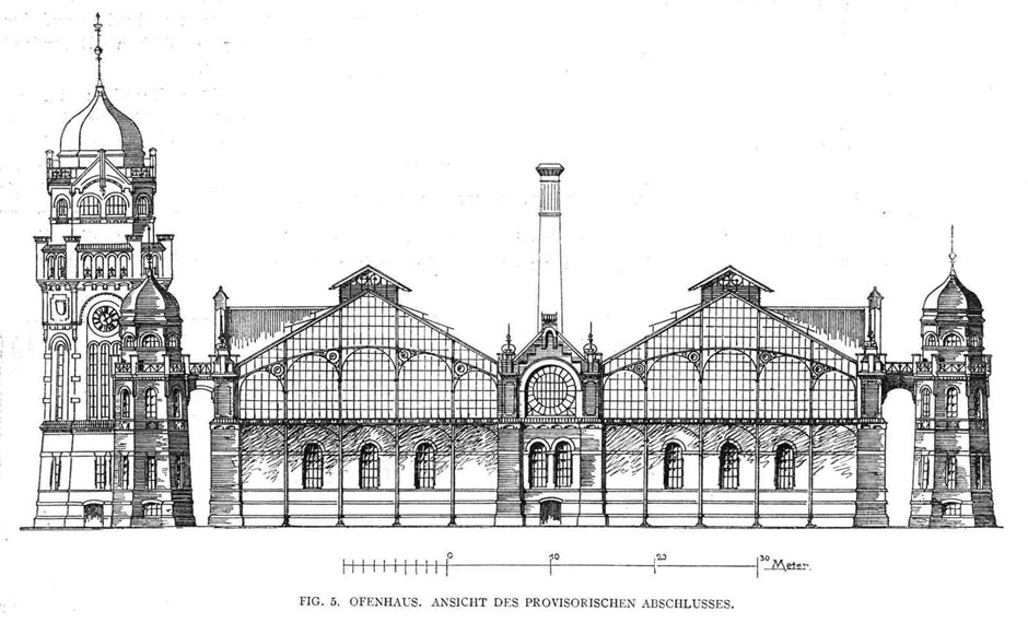 Archivbild: Fig. 5, Ofenhaus, Ansicht des provisorischen Anschlusses