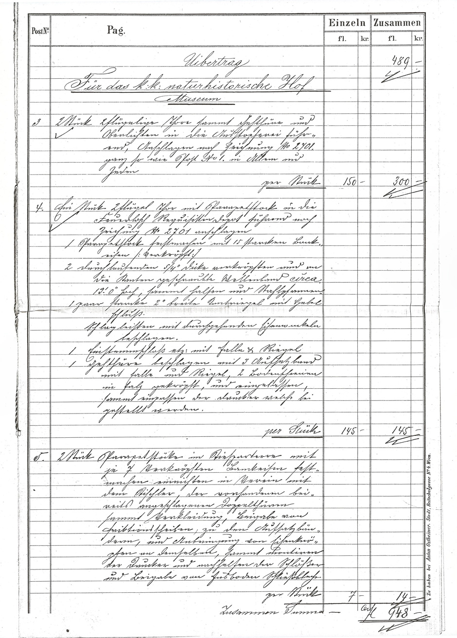 Herstellung von Beschläge Arbeiten für die Hofmuseen Blatt 11