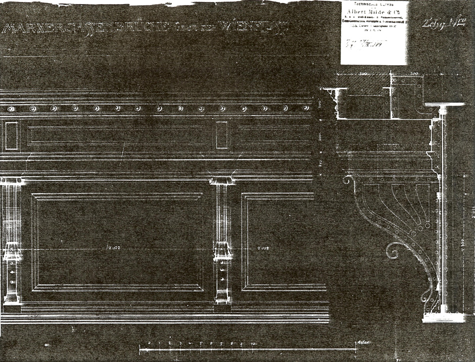 Archive photo; detailed plan of the bridge walking roads