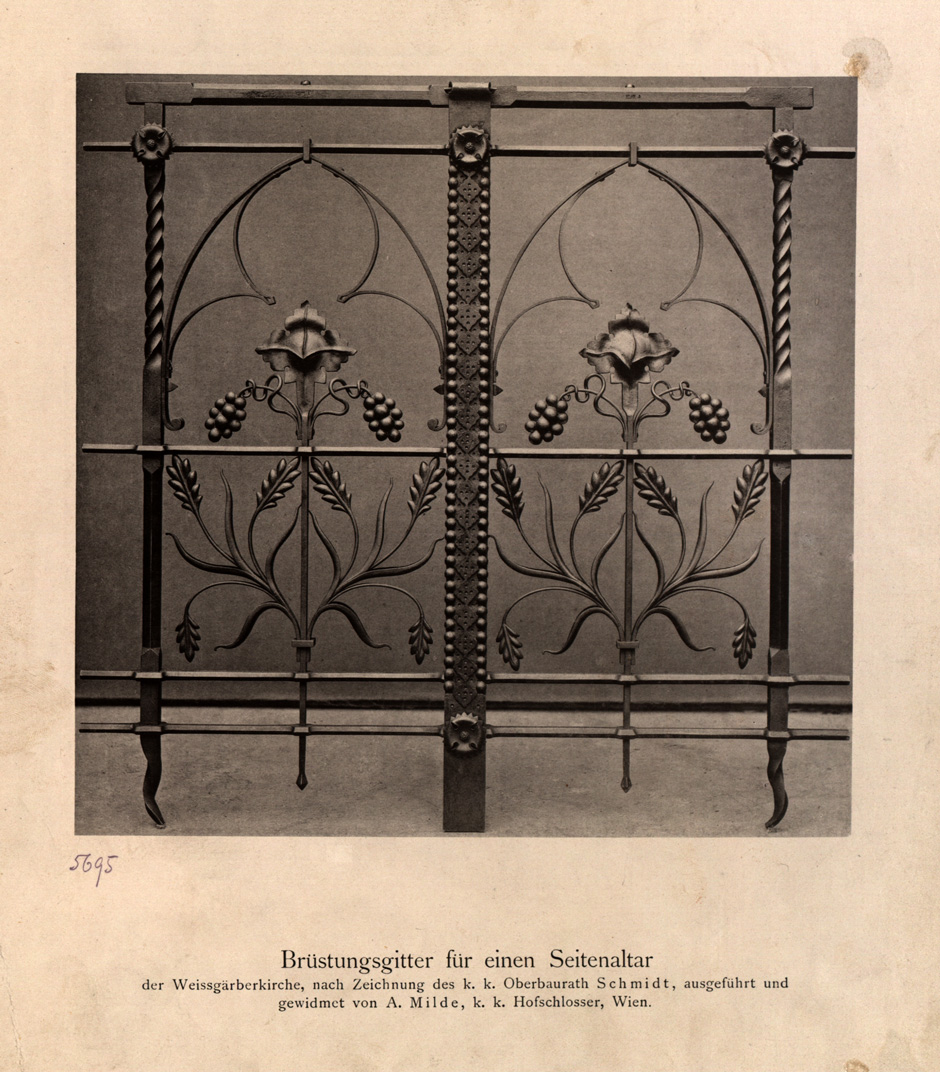 Brüstungsgitter für einen Seitenaltar für die Weissgärberkirche in 1030 Wien
