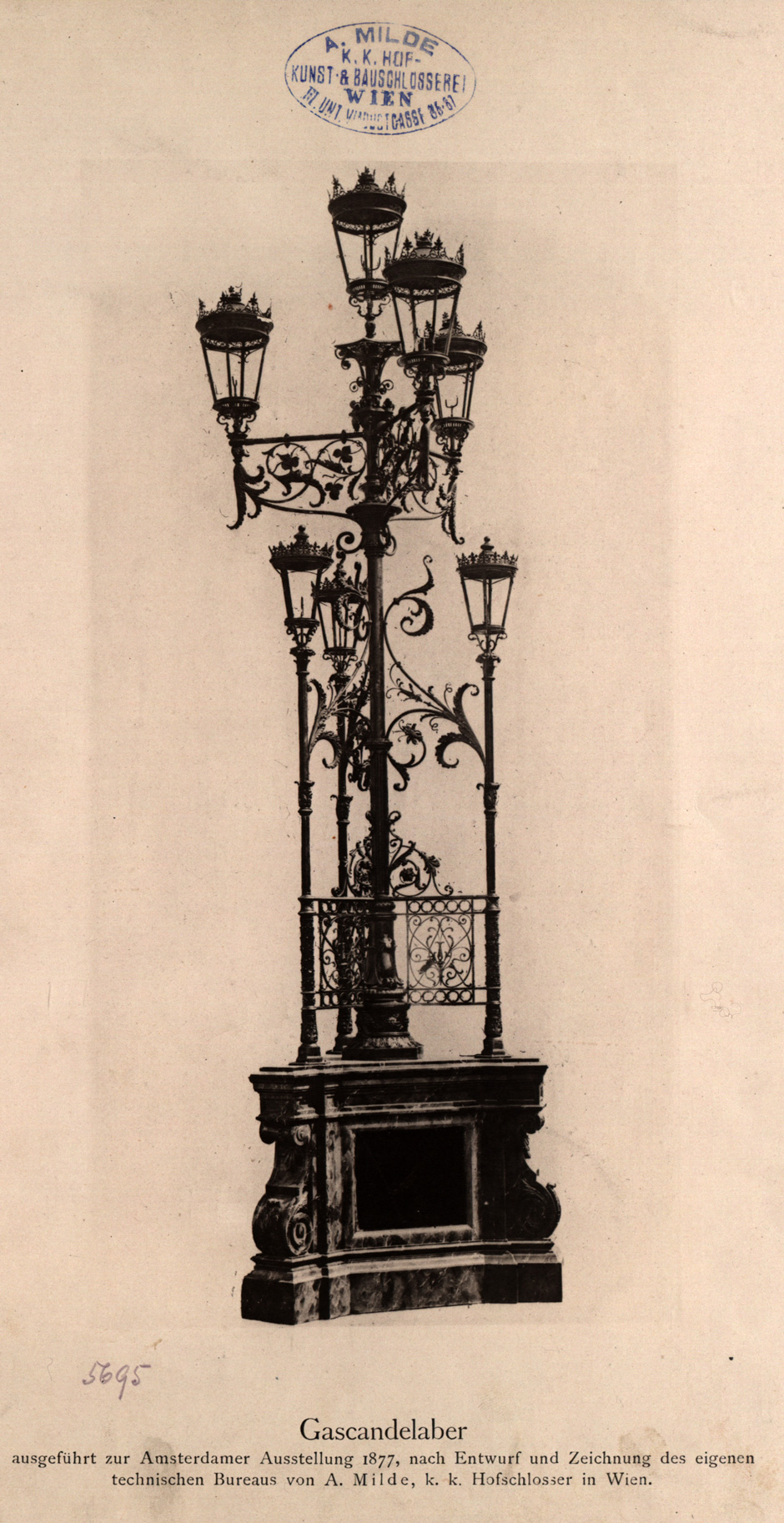 Gaskandelaber zur Amsterdamer Ausstellung 1877