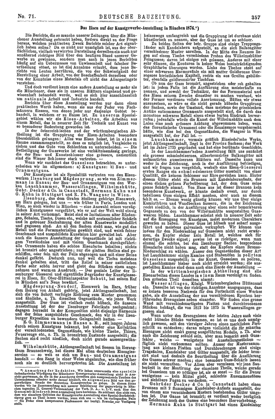 Deutsche Bauzeitung No. 71, Seite 357