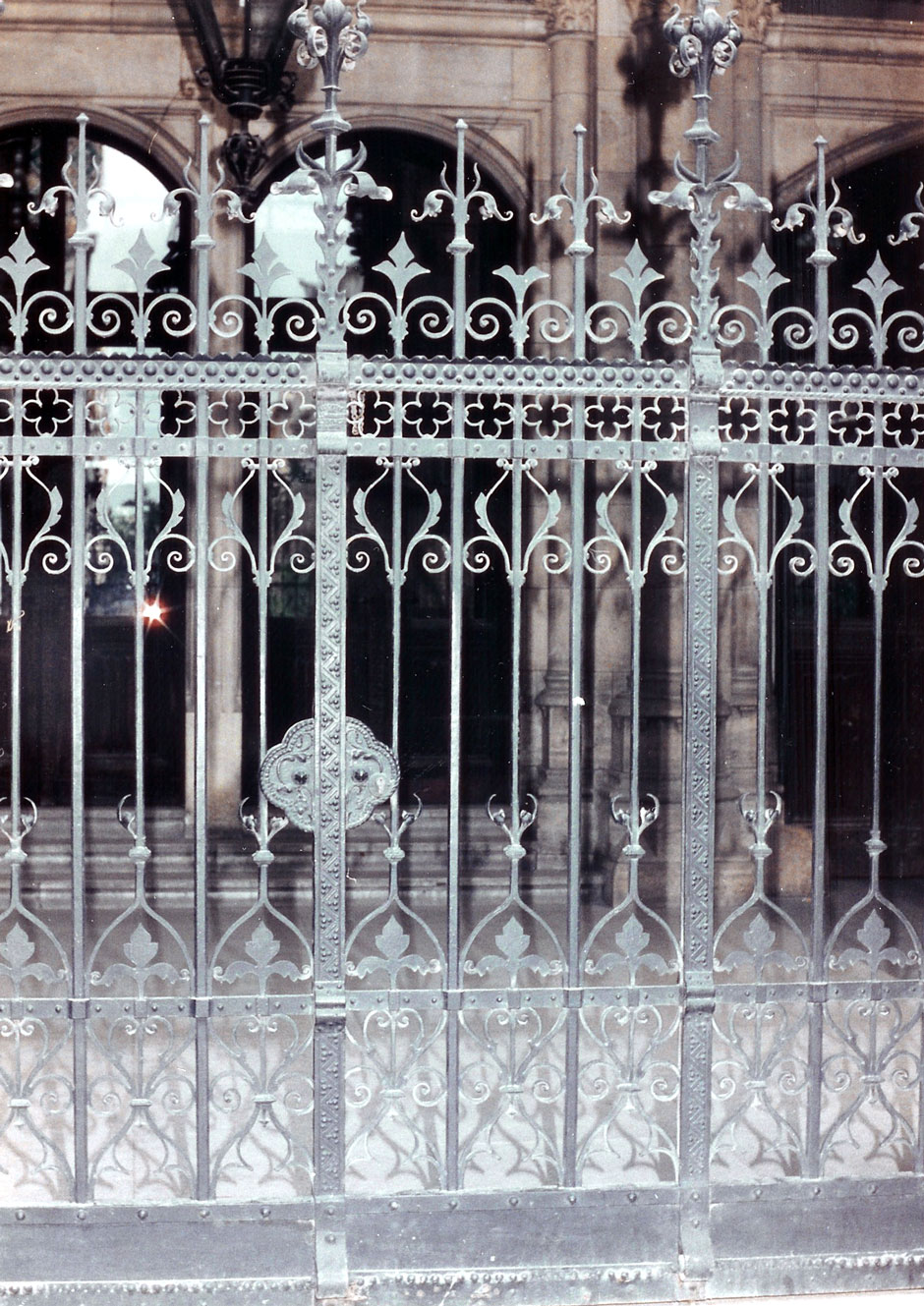 Detailed left lattice gate of the city hall entrance