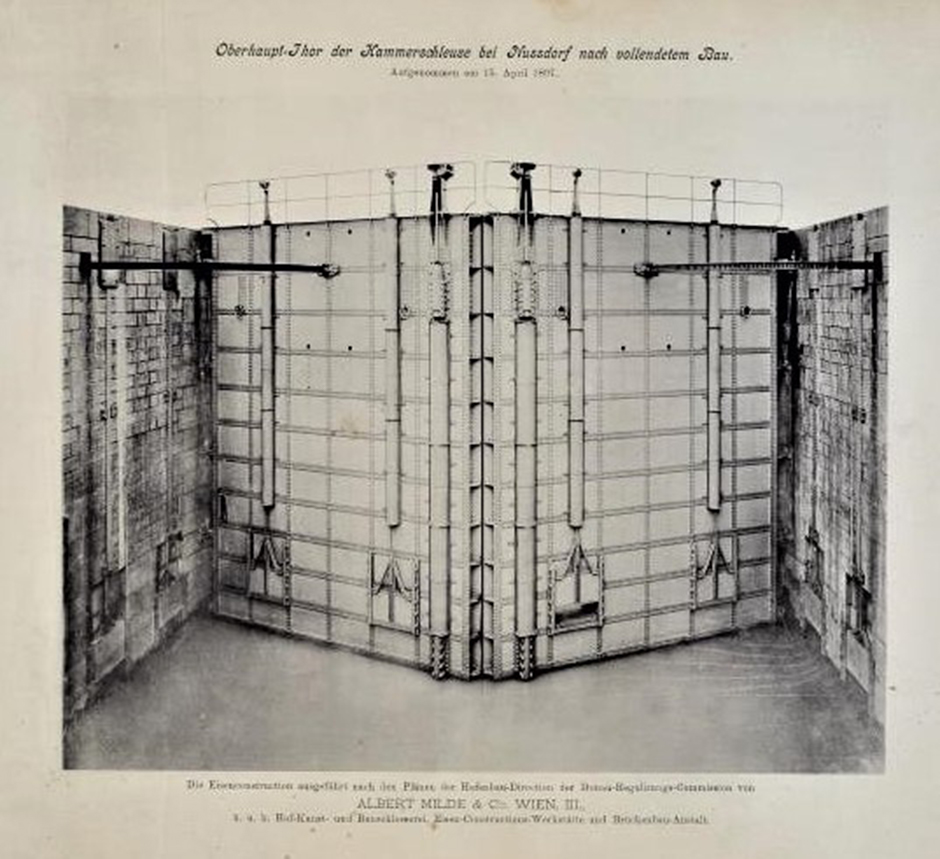 Archivbild: Nußdorfer Wehranlage und -brücke um 1938