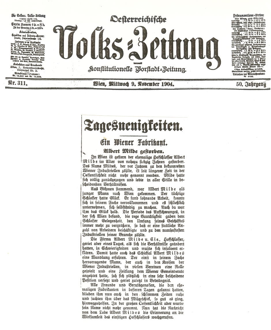 Österreichische Volkszeitung 9.11.1904