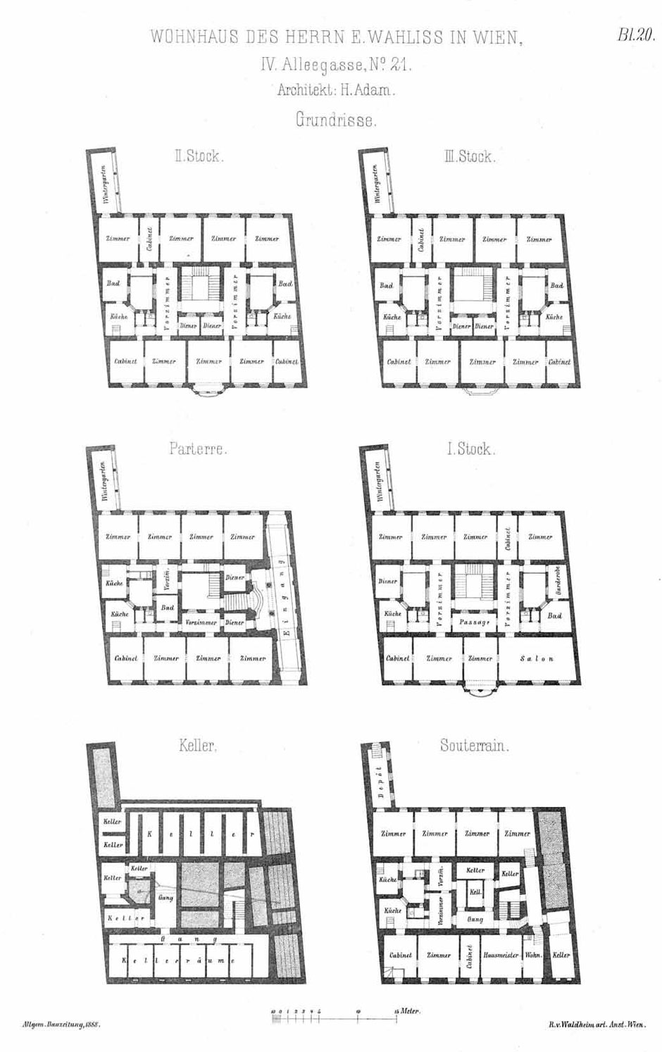 Archivbild: Palais Wahliss, Grundriesse