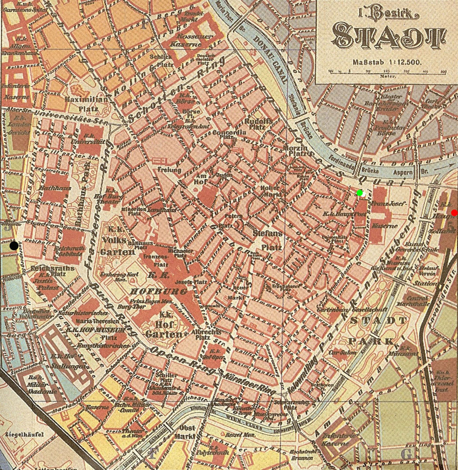 Plan fragment of imperial and residence city Vienna 1898/99